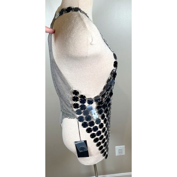 Fannie Schiavoni Scale and Mesh Chainmail Sheer Wrap Top Size Large - Picture 7 of 10